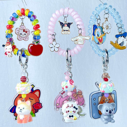 [Holiday Celebration] Premium Kawaii Cutie Glittering Elastic Wire Bag Decor and Phone Chain-Special Launch Price!
