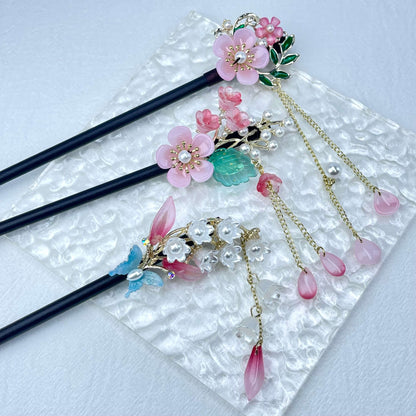 [Holiday Celebration] Beautiful Flower Blossom Chinese Traditional Style Hair Sticks-New Fluffy Styles Added!