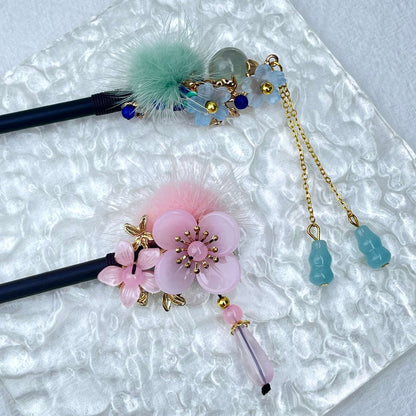 [Holiday Celebration] Beautiful Flower Blossom Chinese Traditional Style Hair Sticks-New Fluffy Styles Added!