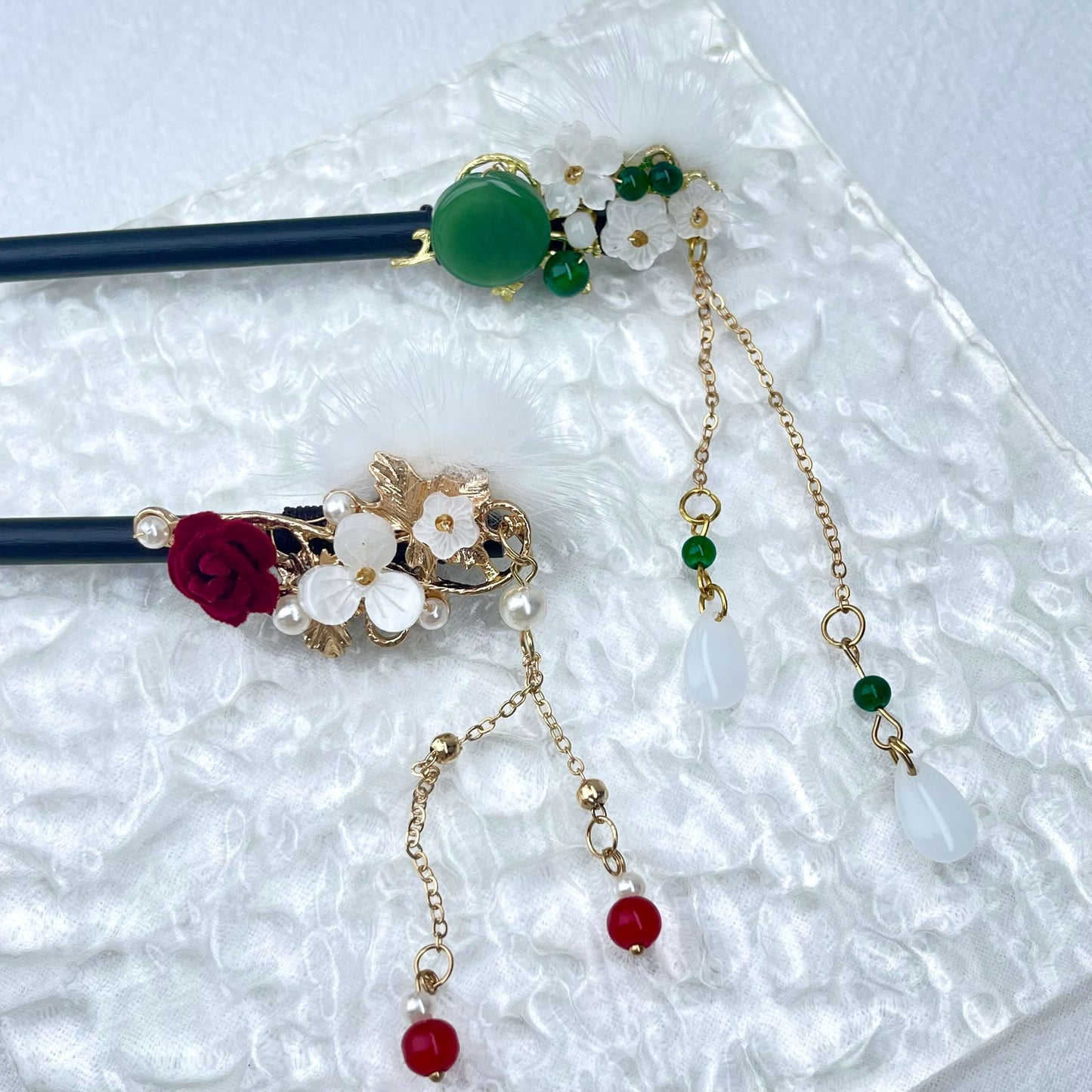 [Holiday Celebration] Beautiful Flower Blossom Chinese Traditional Style Hair Sticks-New Fluffy Styles Added!