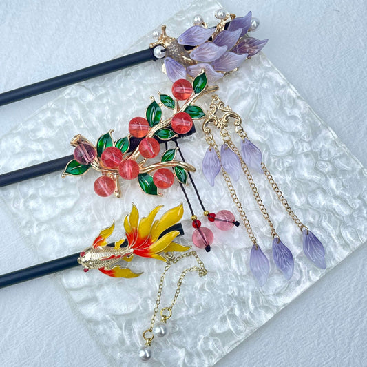 [Holiday Celebration] Beautiful Flower Blossom Chinese Traditional Style Hair Sticks-New Fluffy Styles Added!