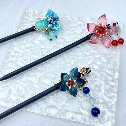 [Holiday Celebration] Beautiful Flower Blossom Chinese Traditional Style Hair Sticks-New Fluffy Styles Added!