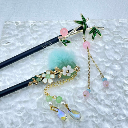 [Holiday Celebration] Beautiful Flower Blossom Chinese Traditional Style Hair Sticks-New Fluffy Styles Added!