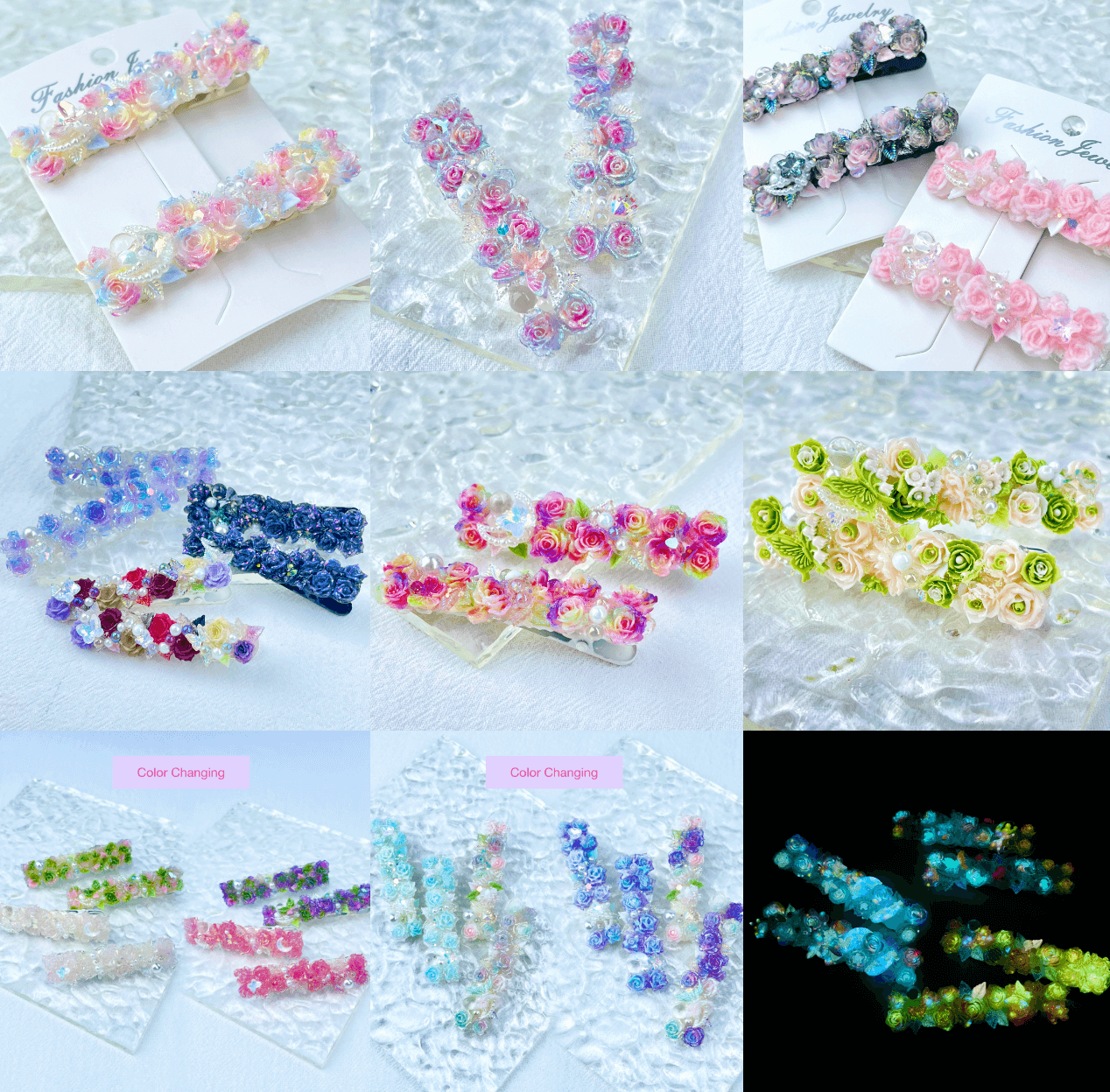[New Arrival] Special Effects (Glow In the Dark/Color Changing) Flower Blossom Premium Handmade Hair Clips