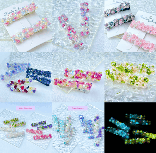 [New Arrival] Special Effects (Glow In the Dark/Color Changing) Flower Blossom Premium Handmade Hair Clips