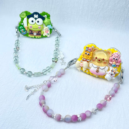 [Holiday Celebration] Kawaii Cream Gel and Glittering Rhinestones Mixes Styles Phone Clip with Phone Chain/Cross-body Chain