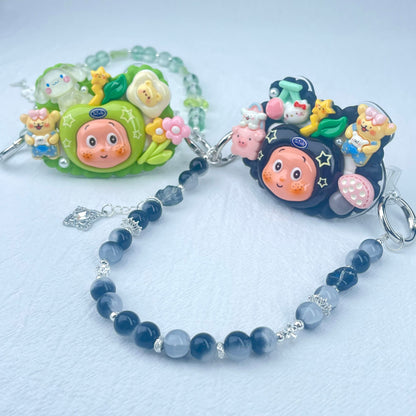 [Holiday Celebration] Kawaii Cream Gel and Glittering Rhinestones Mixes Styles Phone Clip with Phone Chain/Cross-body Chain