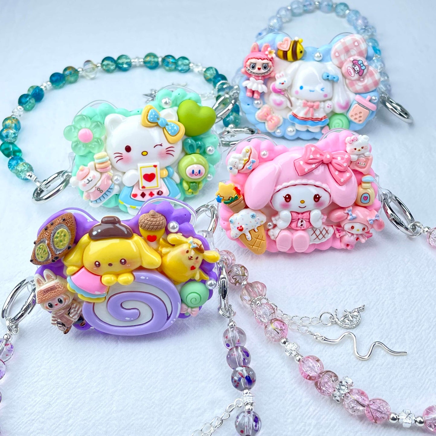 [Holiday Celebration] Kawaii Cream Gel and Glittering Rhinestones Mixes Styles Phone Clip with Phone Chain/Cross-body Chain