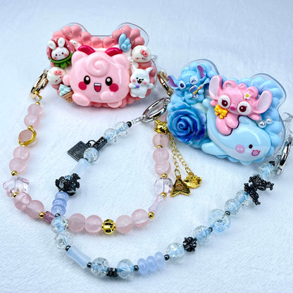 [Holiday Celebration] Kawaii Cream Gel and Glittering Rhinestones Mixes Styles Phone Clip with Phone Chain/Cross-body Chain