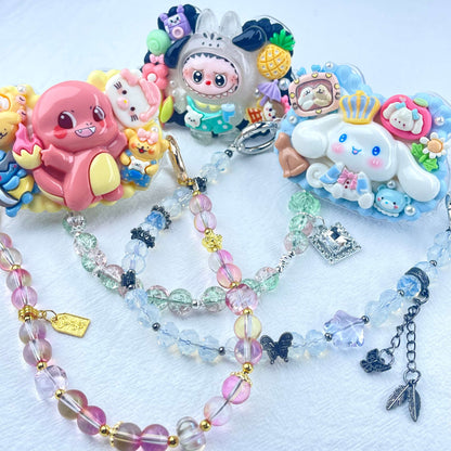 [Holiday Celebration] Kawaii Cream Gel and Glittering Rhinestones Mixes Styles Phone Clip with Phone Chain/Cross-body Chain