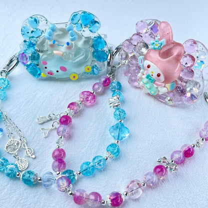 [Holiday Celebration] Kawaii Cream Gel and Glittering Rhinestones Mixes Styles Phone Clip with Phone Chain/Cross-body Chain