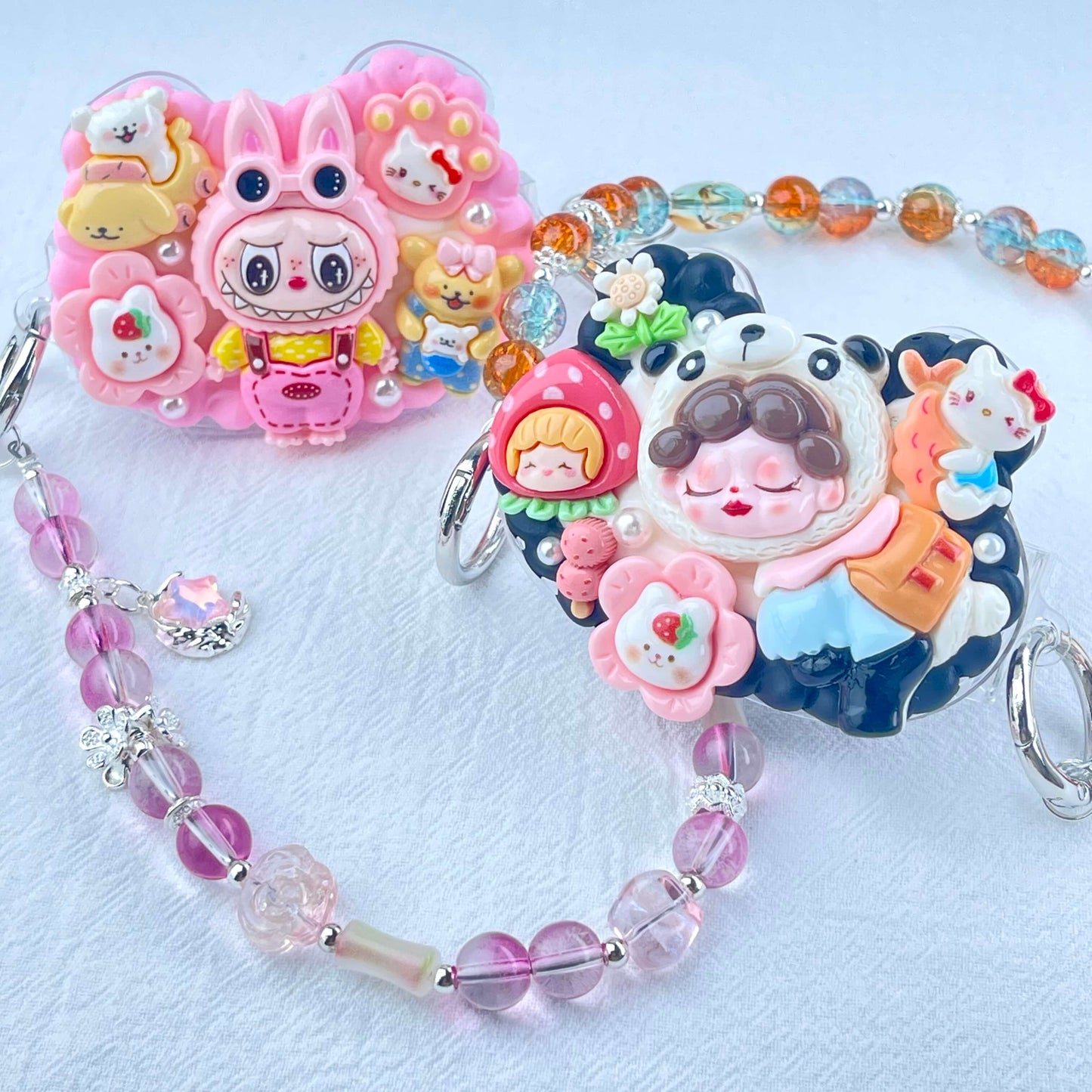 [Holiday Celebration] Kawaii Cream Gel and Glittering Rhinestones Mixes Styles Phone Clip with Phone Chain/Cross-body Chain