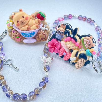 [Holiday Celebration] Kawaii Cream Gel and Glittering Rhinestones Mixes Styles Phone Clip with Phone Chain/Cross-body Chain