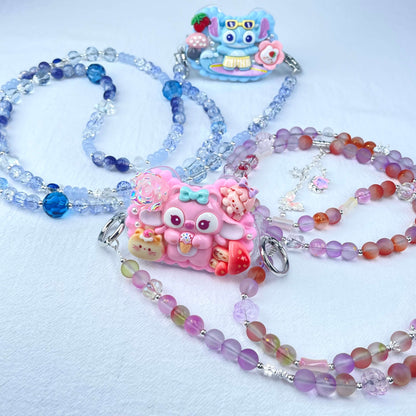 [Holiday Celebration] Kawaii Cream Gel and Glittering Rhinestones Mixes Styles Phone Clip with Phone Chain/Cross-body Chain