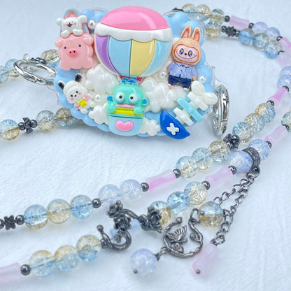 [Holiday Celebration] Kawaii Cream Gel and Glittering Rhinestones Mixes Styles Phone Clip with Phone Chain/Cross-body Chain