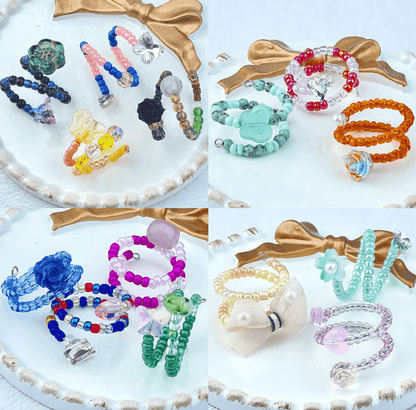 [Live Exclusive] Handmade Mini Beads Boho Button Style/Multi-Ring Mini Beads Style Rings