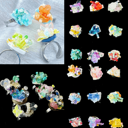 [Live Exclusive] Handmade Mini Beads Boho Button Style/Multi-Ring Mini Beads Style Rings