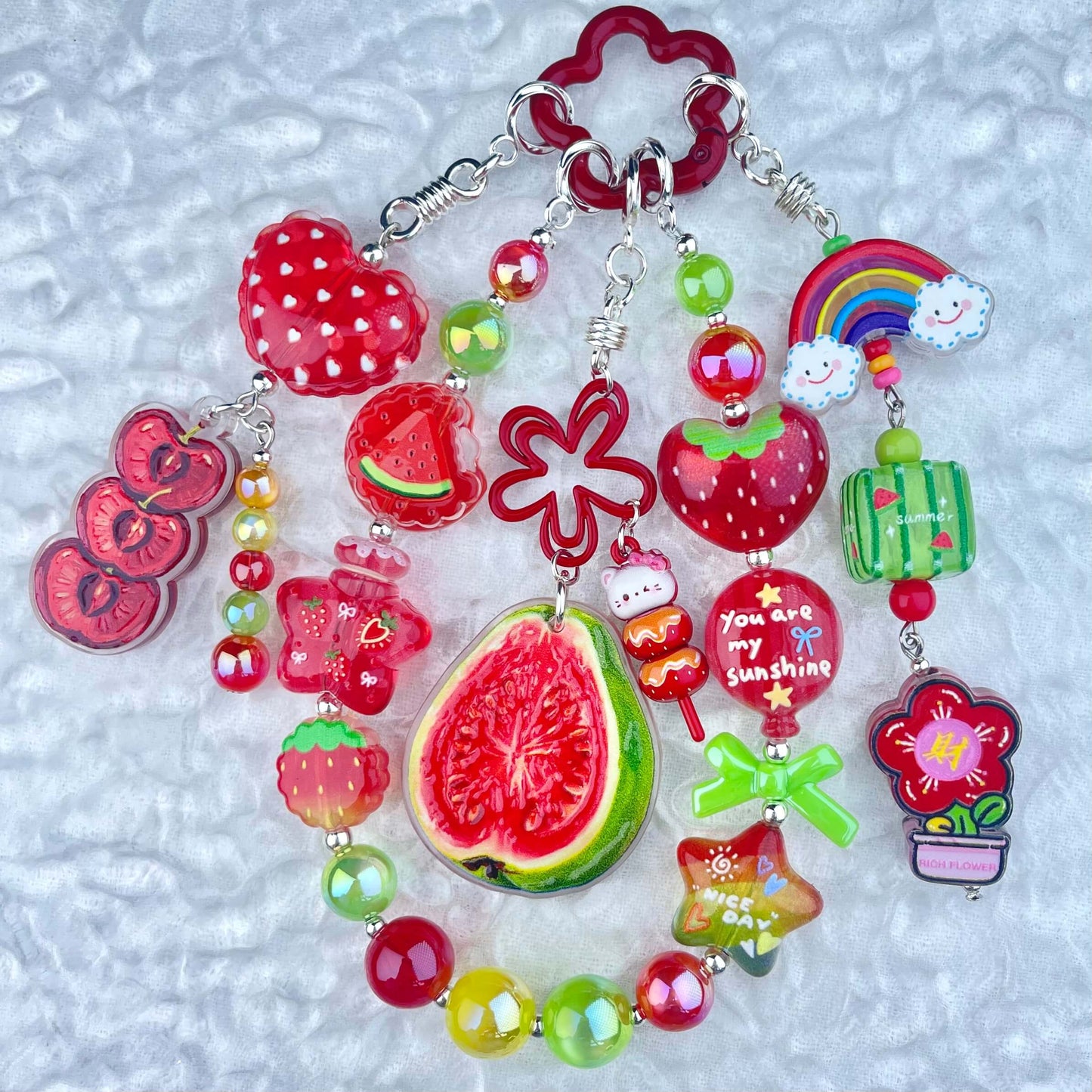 [Anniversary Celebration] Colorful Neon Rainbow Theme Premium Beads and Decor Phone Chains-Celebration Bonus Gift!