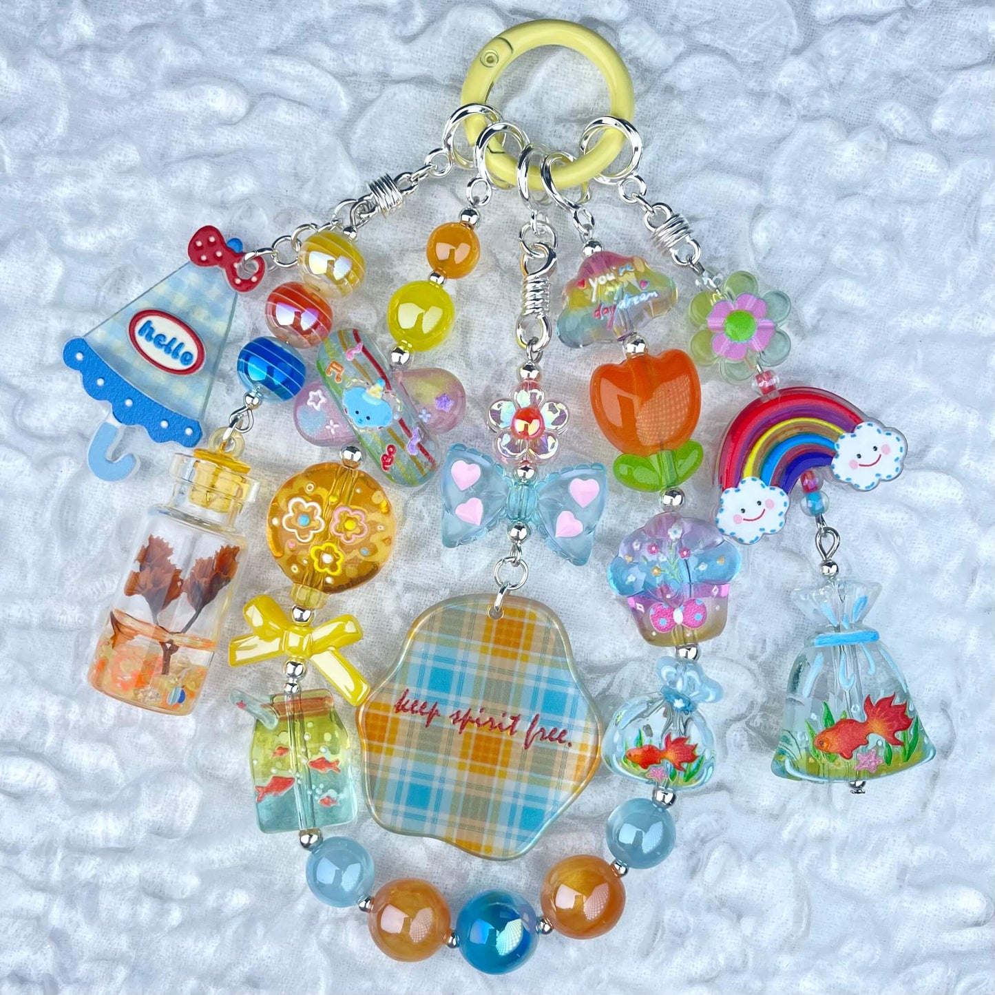 [Anniversary Celebration] Colorful Neon Rainbow Theme Premium Beads and Decor Phone Chains-Celebration Bonus Gift!