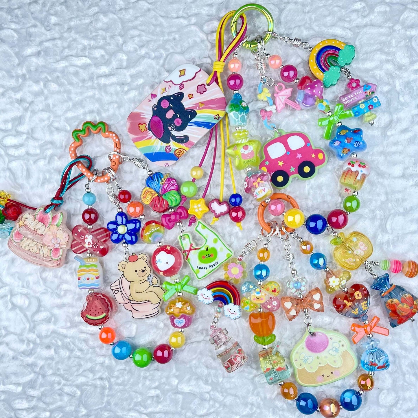 [Anniversary Celebration] Colorful Neon Rainbow Theme Premium Beads and Decor Phone Chains-Celebration Bonus Gift!