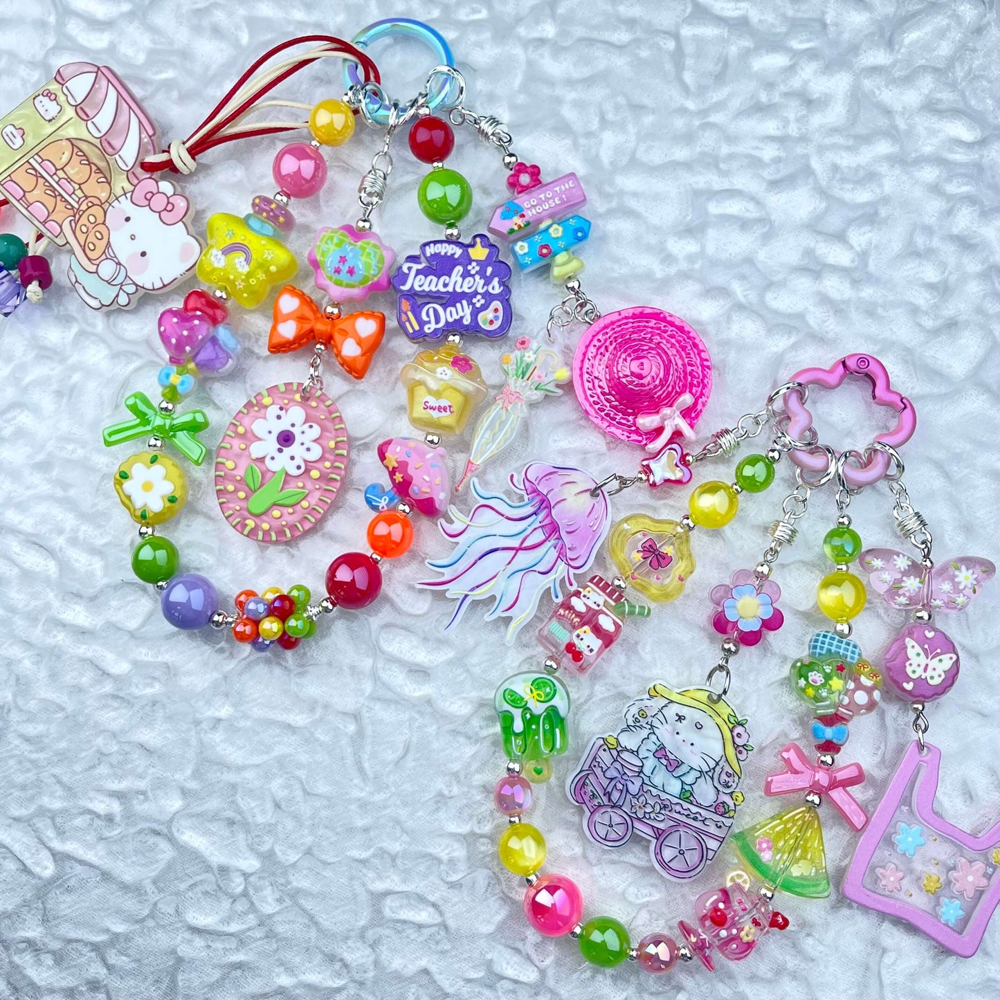 [Anniversary Celebration] Colorful Neon Rainbow Theme Premium Beads and Decor Phone Chains-Celebration Bonus Gift!