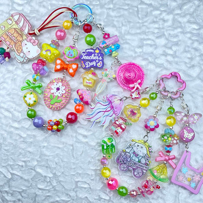 [Anniversary Celebration] Colorful Neon Rainbow Theme Premium Beads and Decor Phone Chains-Celebration Bonus Gift!