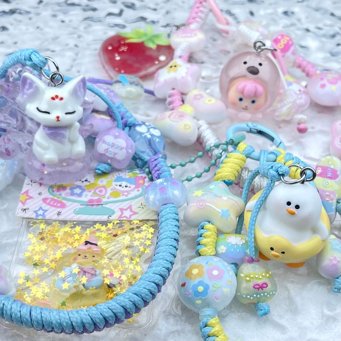 [Anniversary Celebration] Hand Braided Kawaii Cuties Acrylic Pads and Doll Bags Phone Chains-Celebration Special Price!-THIS WEEKEND ONLY