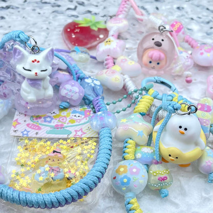 [Anniversary Celebration] Hand Braided Kawaii Cuties Acrylic Pads and Doll Bags Phone Chains-Celebration Special Price!-THIS WEEKEND ONLY