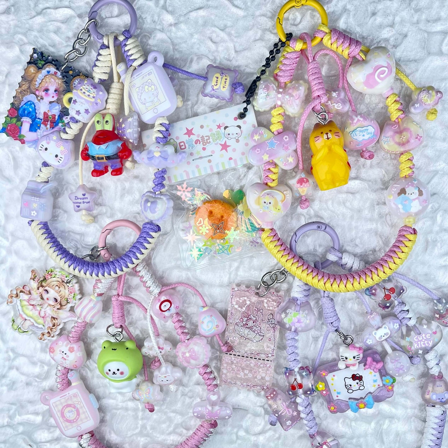 [Anniversary Celebration] Hand Braided Kawaii Cuties Acrylic Pads and Doll Bags Phone Chains-Celebration Special Price!-THIS WEEKEND ONLY