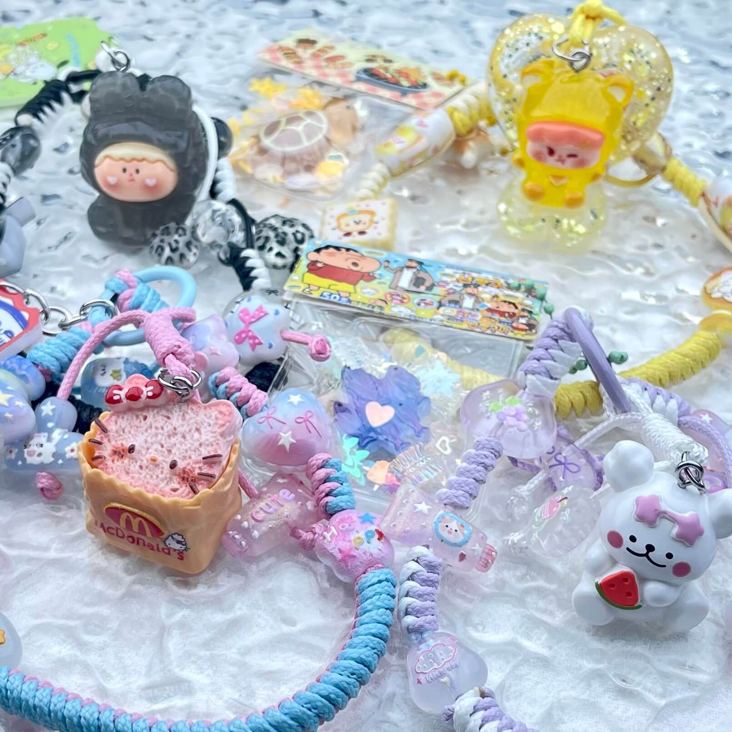 [Anniversary Celebration] Hand Braided Kawaii Cuties Acrylic Pads and Doll Bags Phone Chains-Celebration Special Price!-THIS WEEKEND ONLY