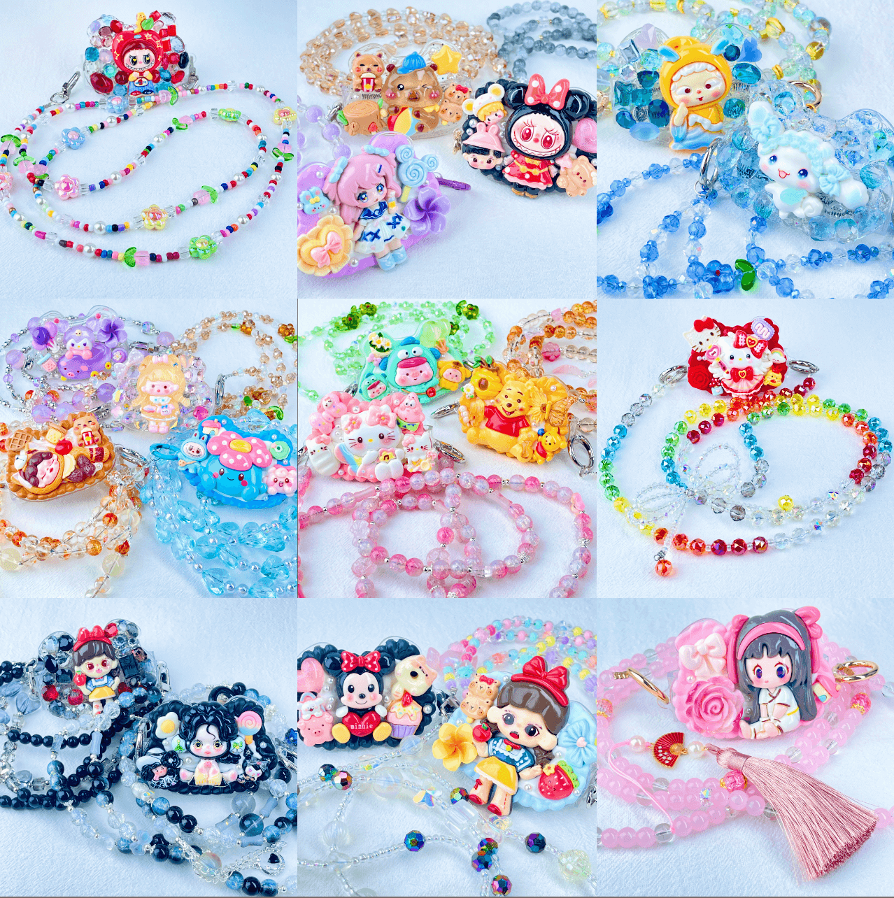 [New Arrival] Kawaii Cream Gel and Glittering Rhinestones Mixes Styles Phone Clip with Phone Chain/Cross-body Chain