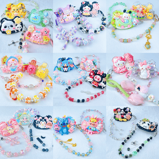 [New Arrival] Kawaii Cream Gel and Glittering Rhinestones Mixes Styles Phone Clip with Phone Chain/Cross-body Chain