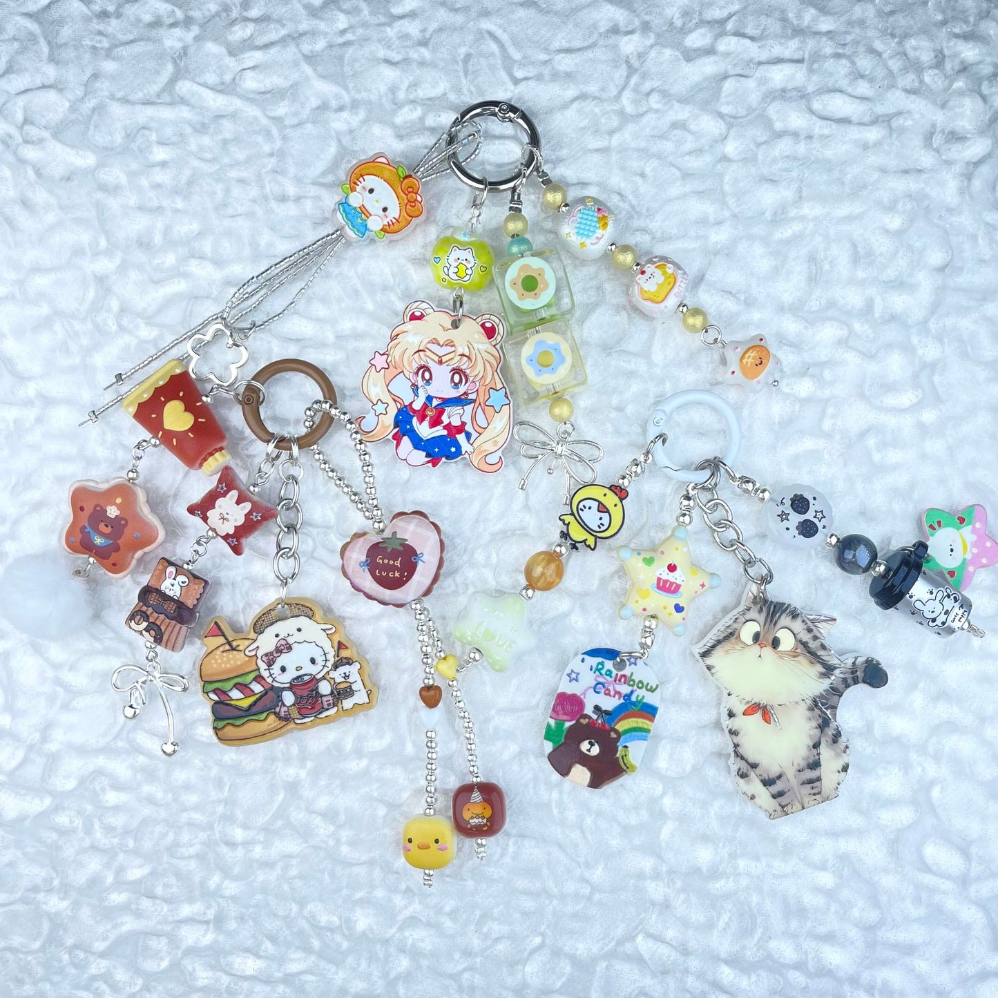 [Anniversary Celebration] Handmade Multi Chain Kawaii Beads Acrylic Pad Keychain Phone Decor-Celebration Special Price!-THIS WEEKEND ONLY