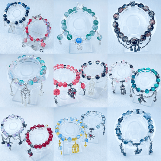 [New Arrival] Beautiful Handmade Elastic Bands Glass Beads Bracelets-Larger Size