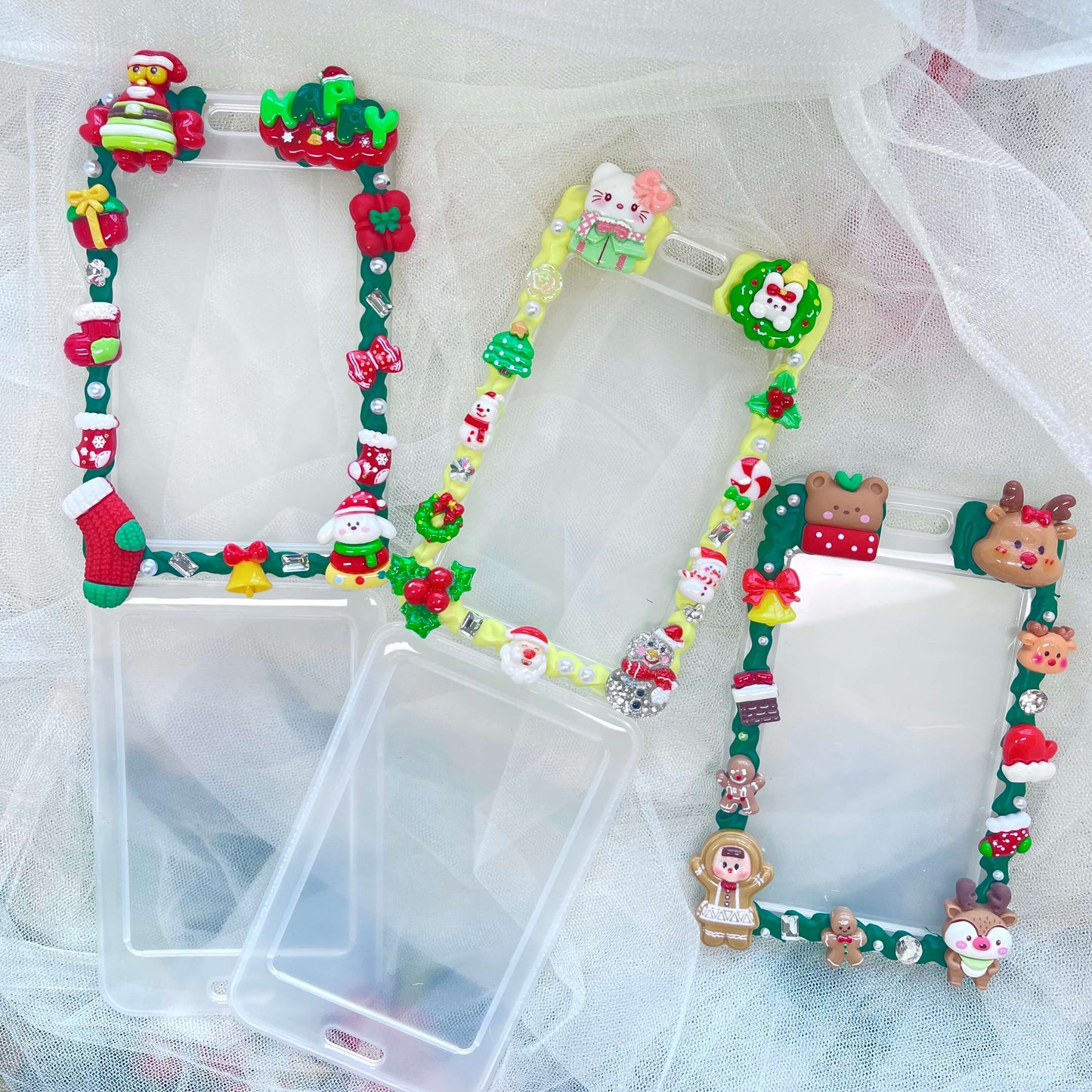 [Christmas 2025] Christmas Theme Cream Gel ID Badge Holder Badge Card Case