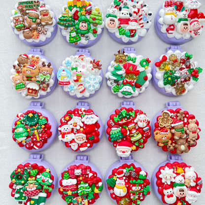 [Christmas 2025] Christmas Theme Kawaii Cute Convertible Foldable Mirror and Brush Combo Tool