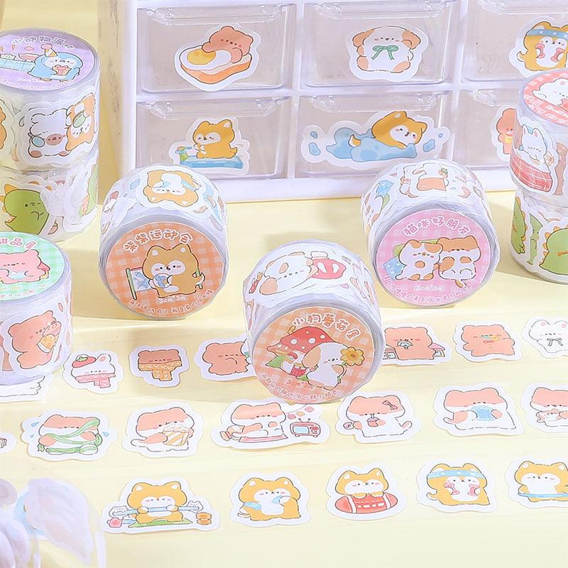 [LUMI SCOOP] 3 Rolls Cute Animal Design Stickers Transparent Tape-3CMx ...